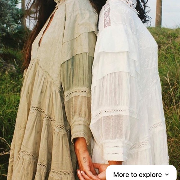 Bohemian Lace oversized Dress medium free people  White - Picture 1 of 11